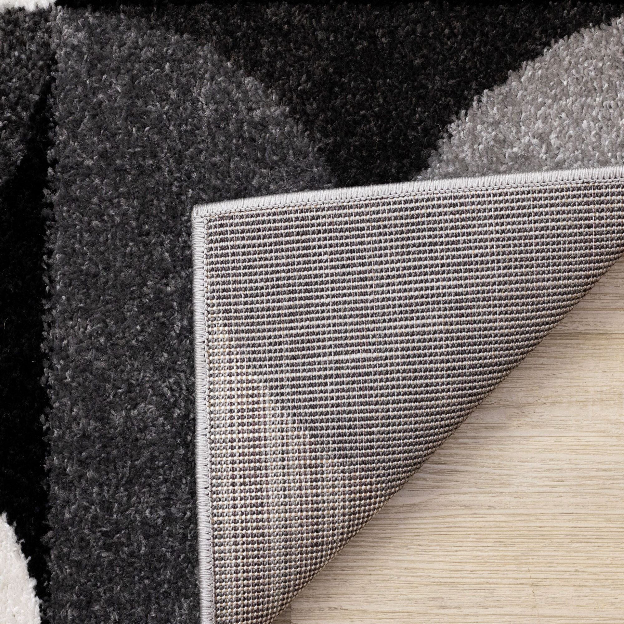 Eclipse 5'3" x 7'7" Mid-Century Modern Design Area Rug - Grey, Black, White