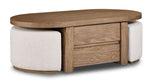 Elenore 52" Lift-Top Coffee Table With 2 Ottomans - Light Brown