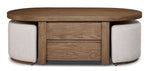 Elenore 52" Lift-Top Coffee Table With 2 Ottomans - Light Brown