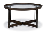 Elora 36" Round Coffee Table - Walnut and Tarnished Silver Finish