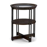 Elora 20" Round End Table -Walnut and Tarnished Silver Finish