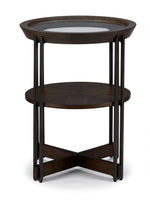 Elora 20" Round End Table -Walnut and Tarnished Silver Finish