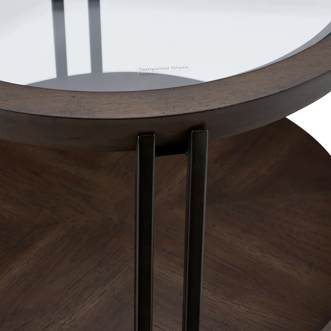 Elora 20" Round End Table -Walnut and Tarnished Silver Finish