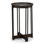 Elora 16" Round Accent Table - Walnut and Tarnished Silver Finish