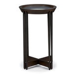 Elora 16" Round Accent Table - Walnut and Tarnished Silver Finish