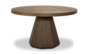 En harmonie - Elure Table de salle à manger ronde avec plateau tournant – latté