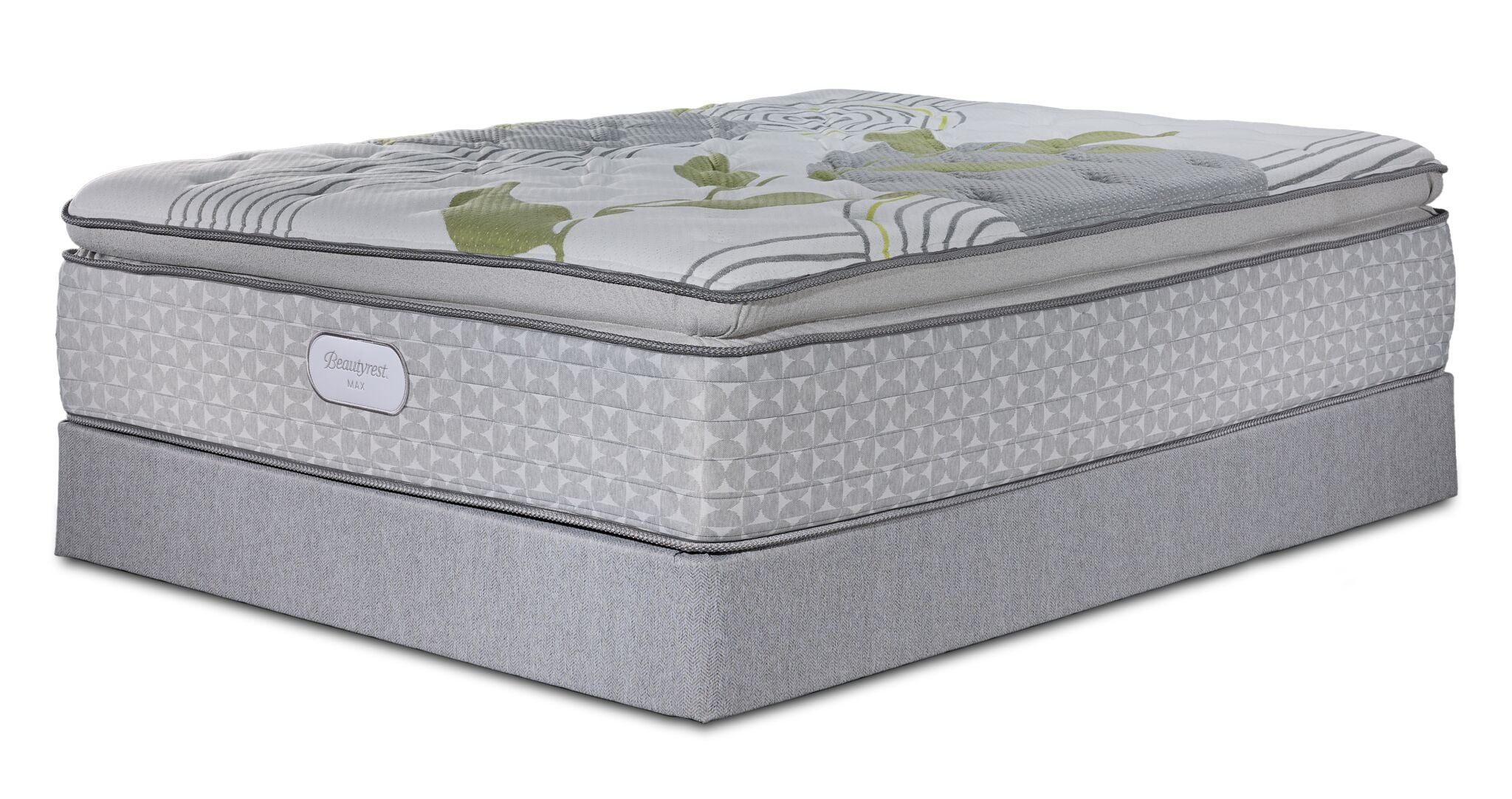 Beautyrest Max+ Valley Pillow Top Plush Queen Mattress and Boxspring Set