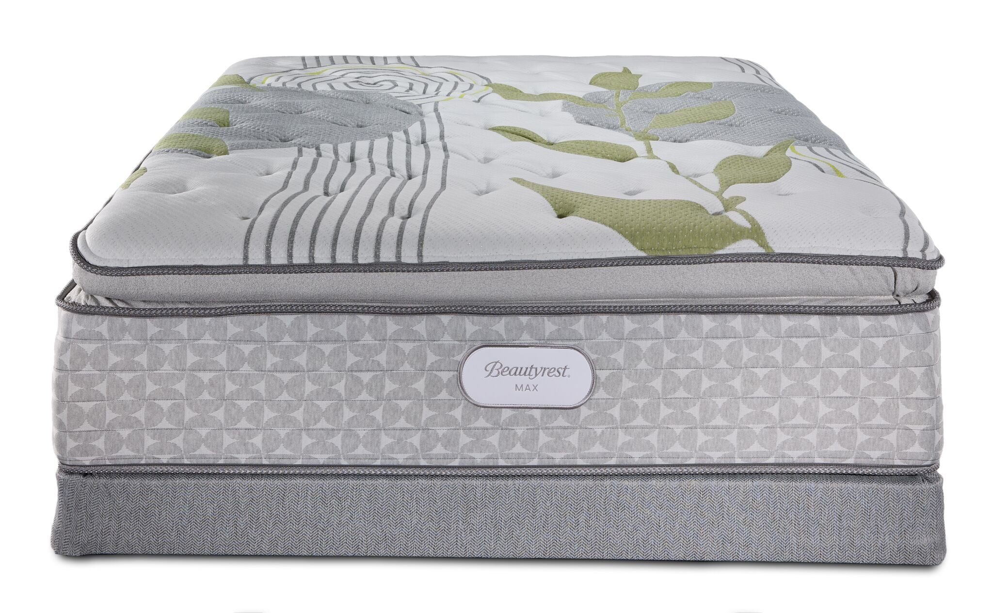 Beautyrest Max+ Valley Pillow Top Plush Queen Mattress and Low Profile Boxspring Set