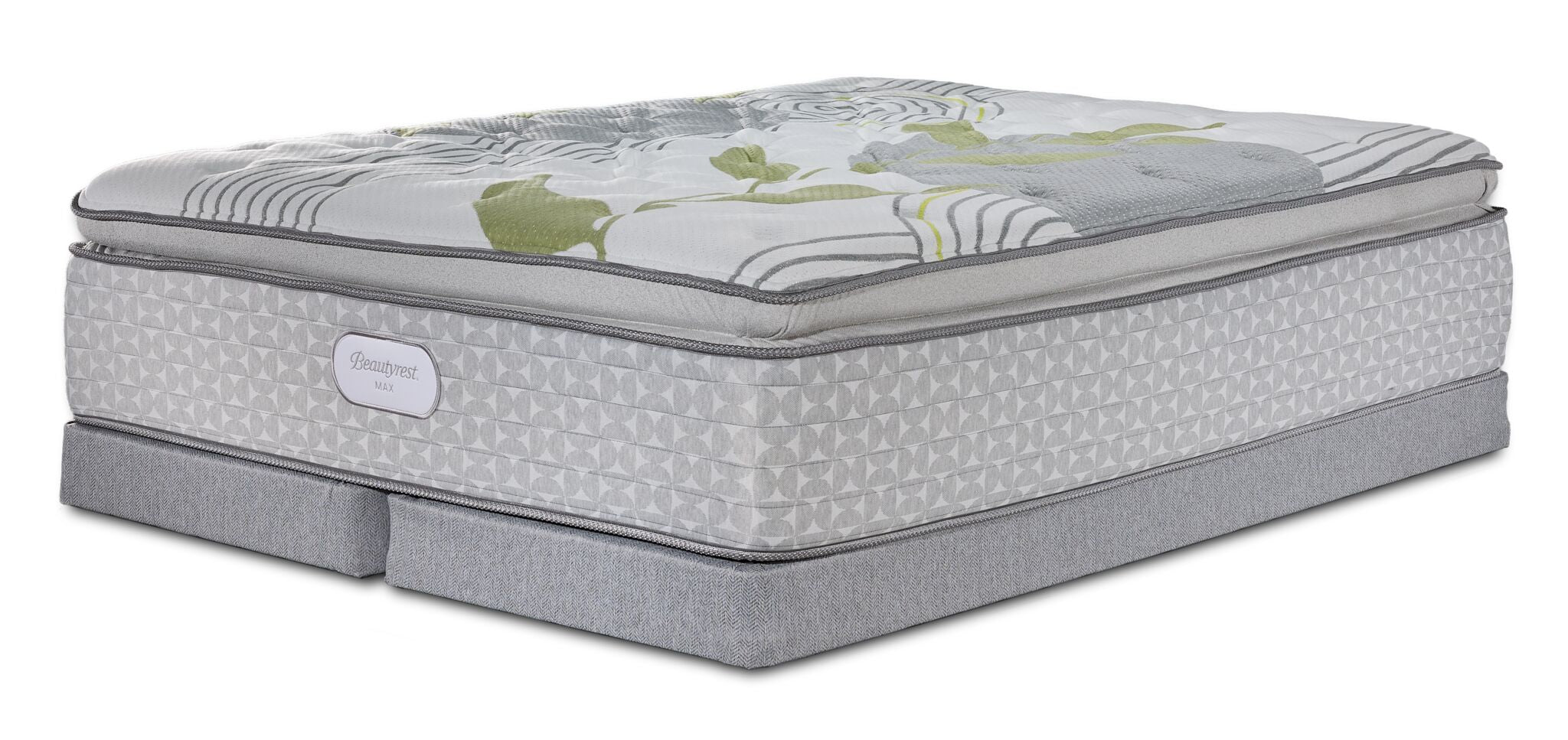 Beautyrest Max+ Valley Pillow Top Plush Queen Mattress and Low Profile Split Boxspring Set