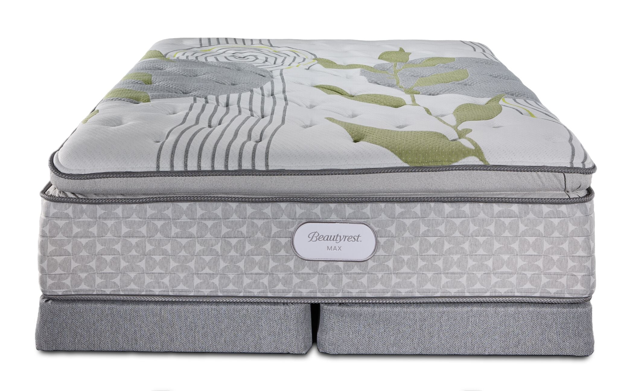 Beautyrest Max+ Valley Pillow Top Plush Queen Mattress and Low Profile Split Boxspring Set