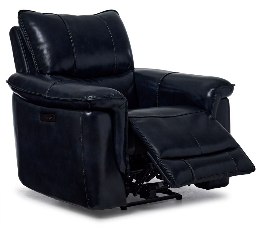 Fabio Leather Dual Power Recliner - Dark Blue