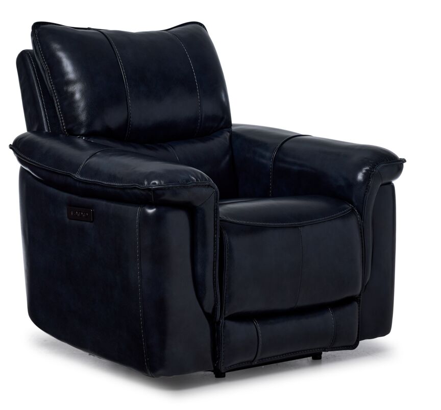 Fabio Leather Dual Power Recliner - Dark Blue
