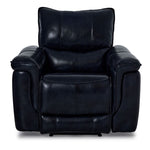 Fabio Leather Dual Power Recliner - Dark Blue