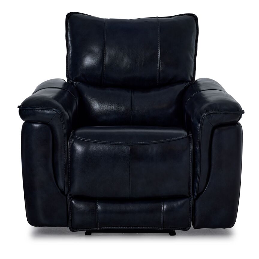 Fabio Leather Dual Power Recliner - Dark Blue