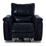 Fabio Leather Dual Power Recliner - Dark Blue