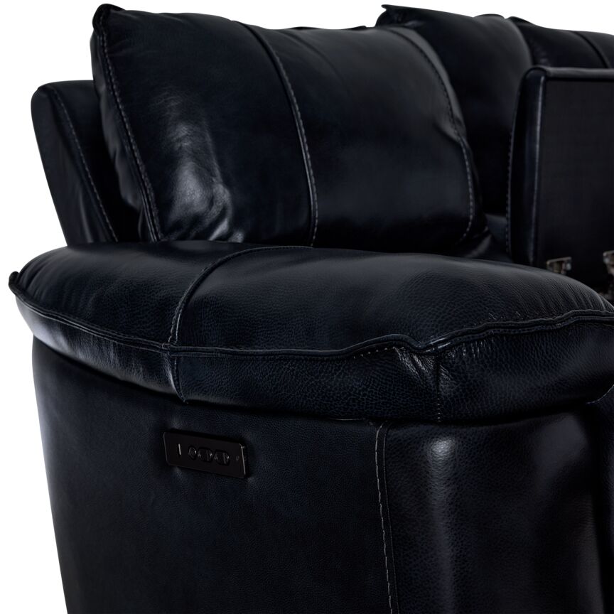 Fabio Leather Dual Power Recliner - Dark Blue