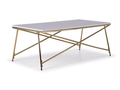 Farah Table de centre - blanc et or