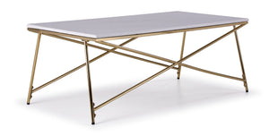 Farah 48" Table de centre - blanc et or