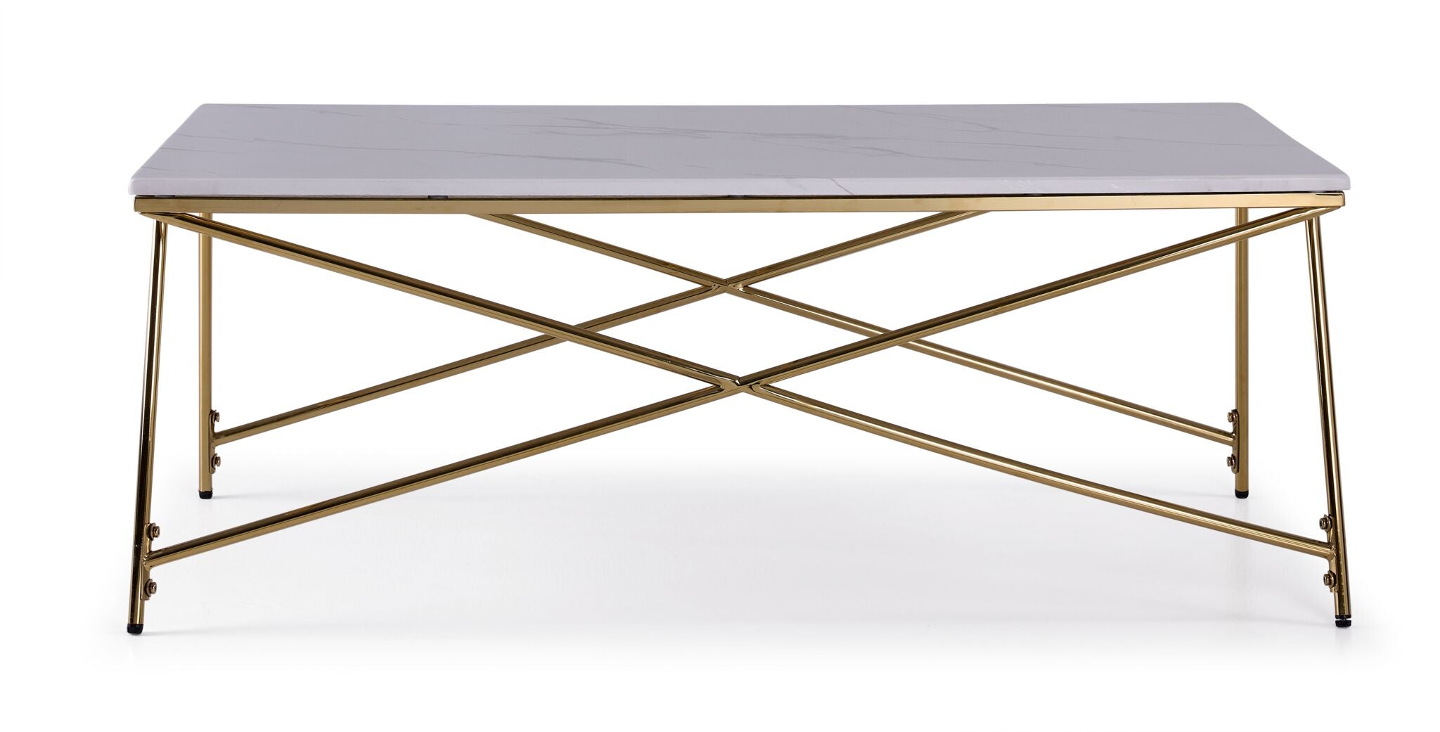 Farah 48" Coffee Table - White and Gold