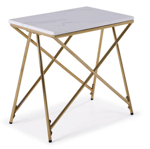 Farah Table de bout 22 po - blanc et or