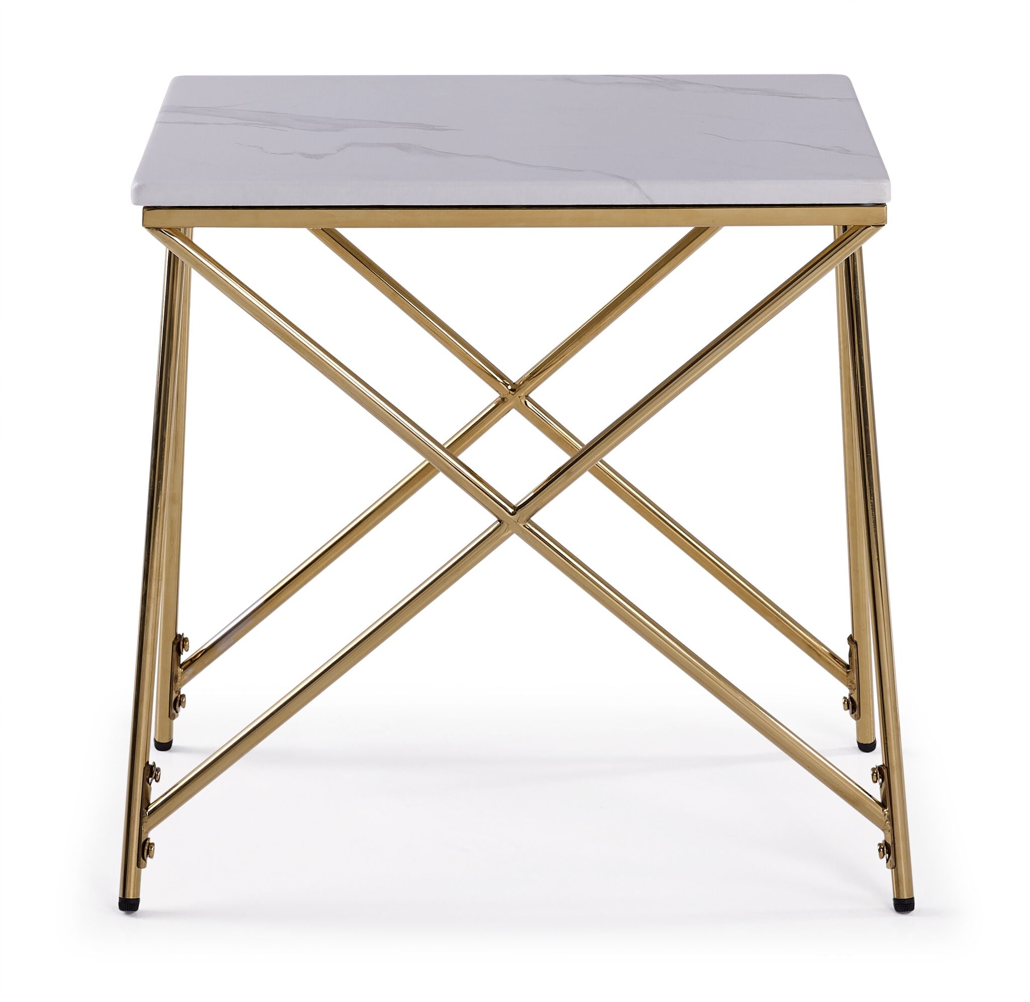 Farah 22" End Table - White and Gold