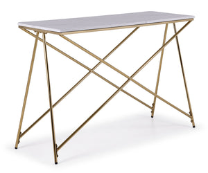 Farah Table console - blanc et or