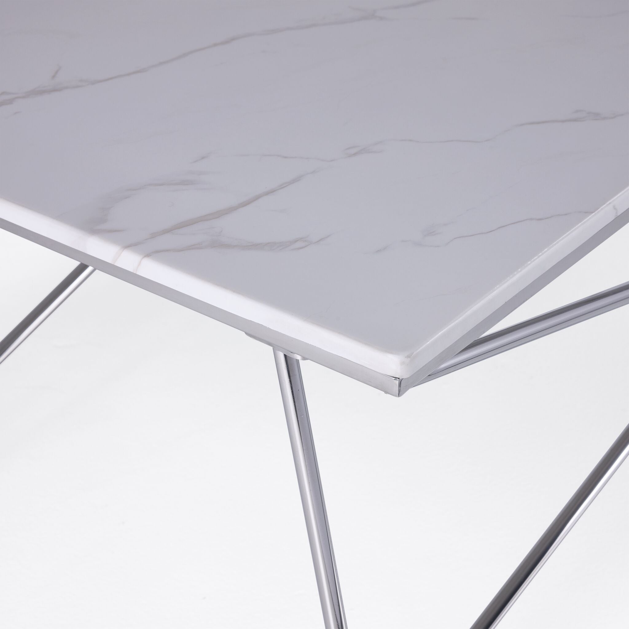 Farah 48" Coffee Table - White and Chrome
