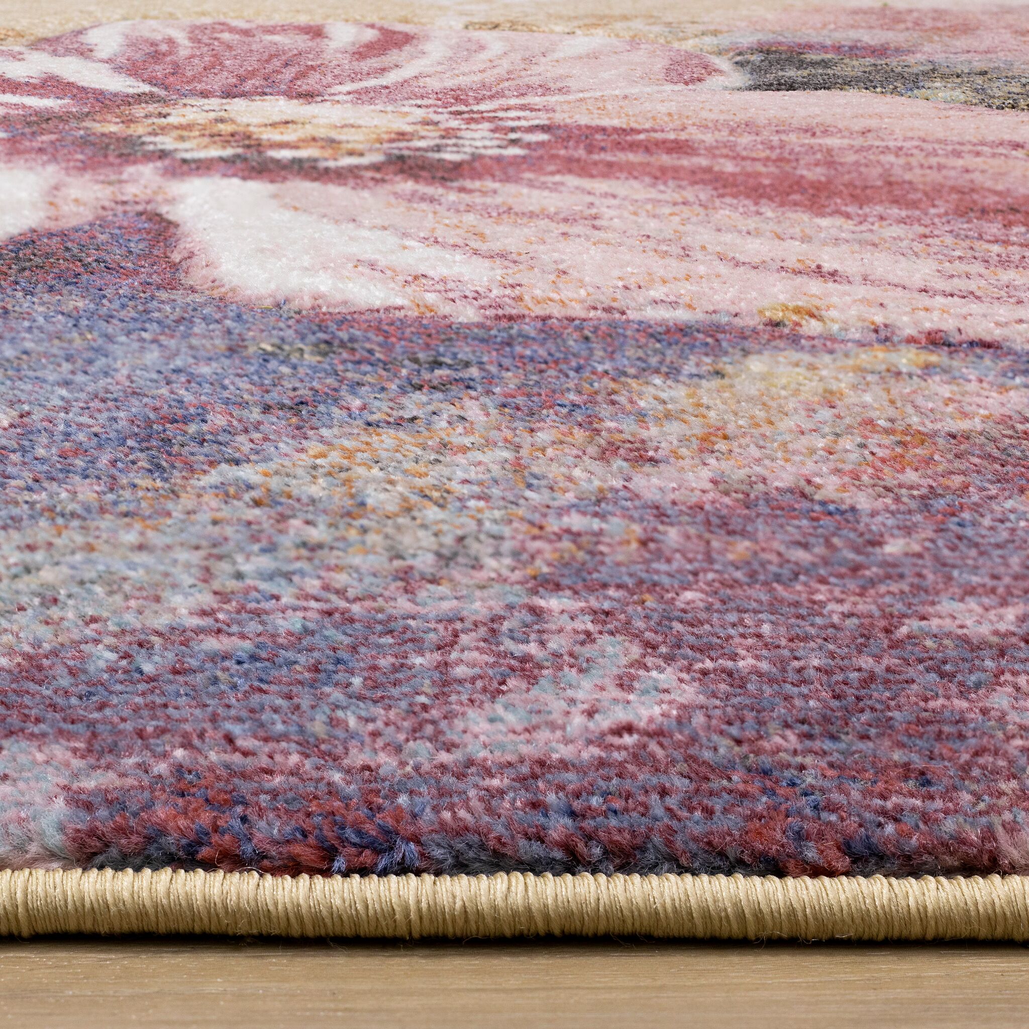 Petal Dreams 5'3" x 7'7" Poppy Design Area Rug - Pink, Blue, White,