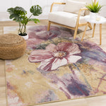 Petal Dreams 5'3" x 7'7" Poppy Design Area Rug - Pink, Blue, White,