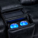 Franco Triple Power Reclining Loveseat with Console - Eclipse