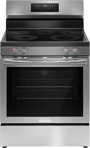 Frigidaire Gallery Cuisinière électrique 5,3 pi³ de 30po avec commandes à l’arrière et convection totale en acier inoxydable Smudge-Proof™ – GCREC059BF