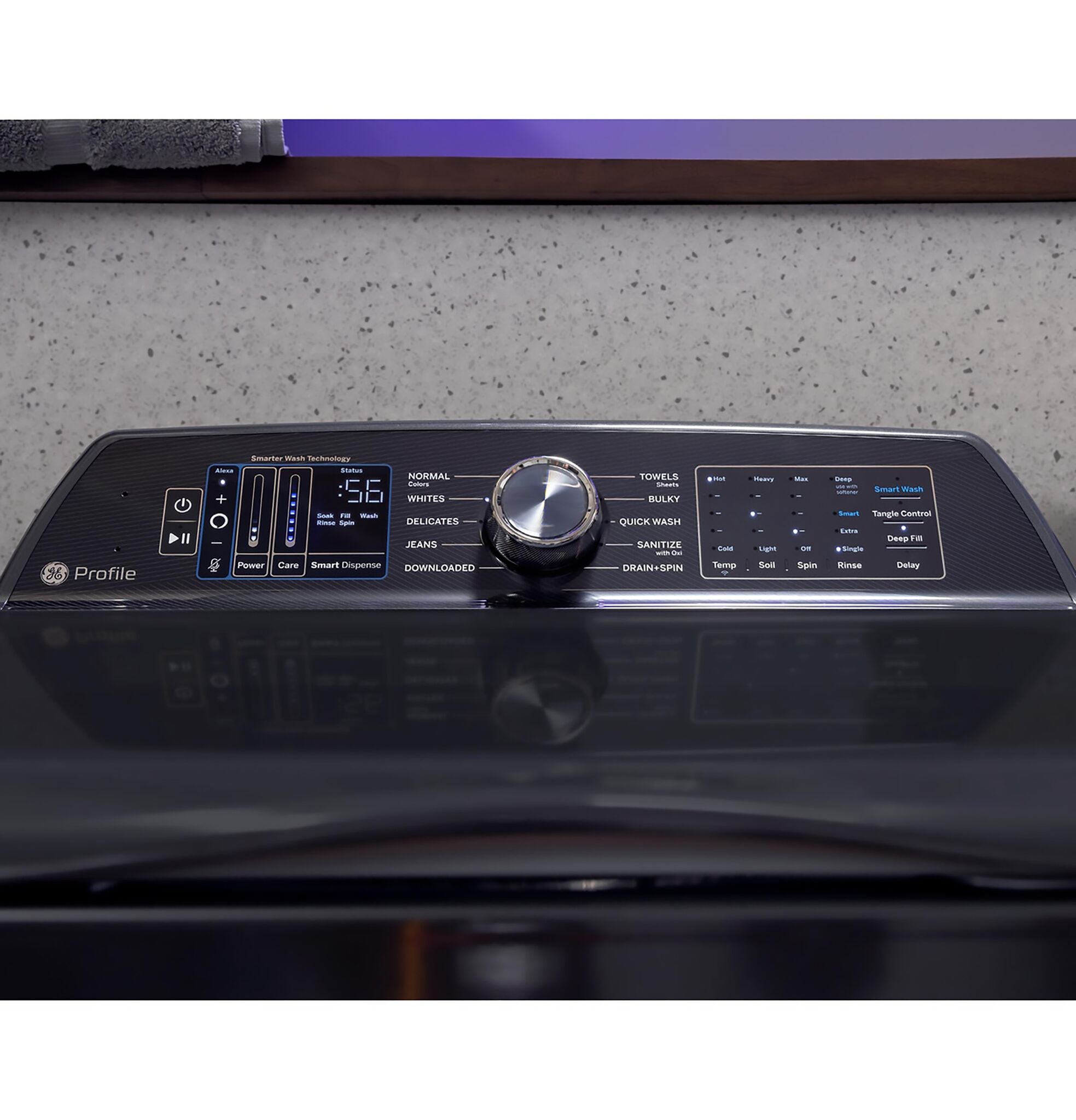 GE Profile Sapphire Blue Top Load IEC Washer (6.2 cu.ft.) & Smart Electric Dryer with Fabric Refresh (7.3 Cu. Ft) - PTW800BPWRS/PTD90EBMTRS