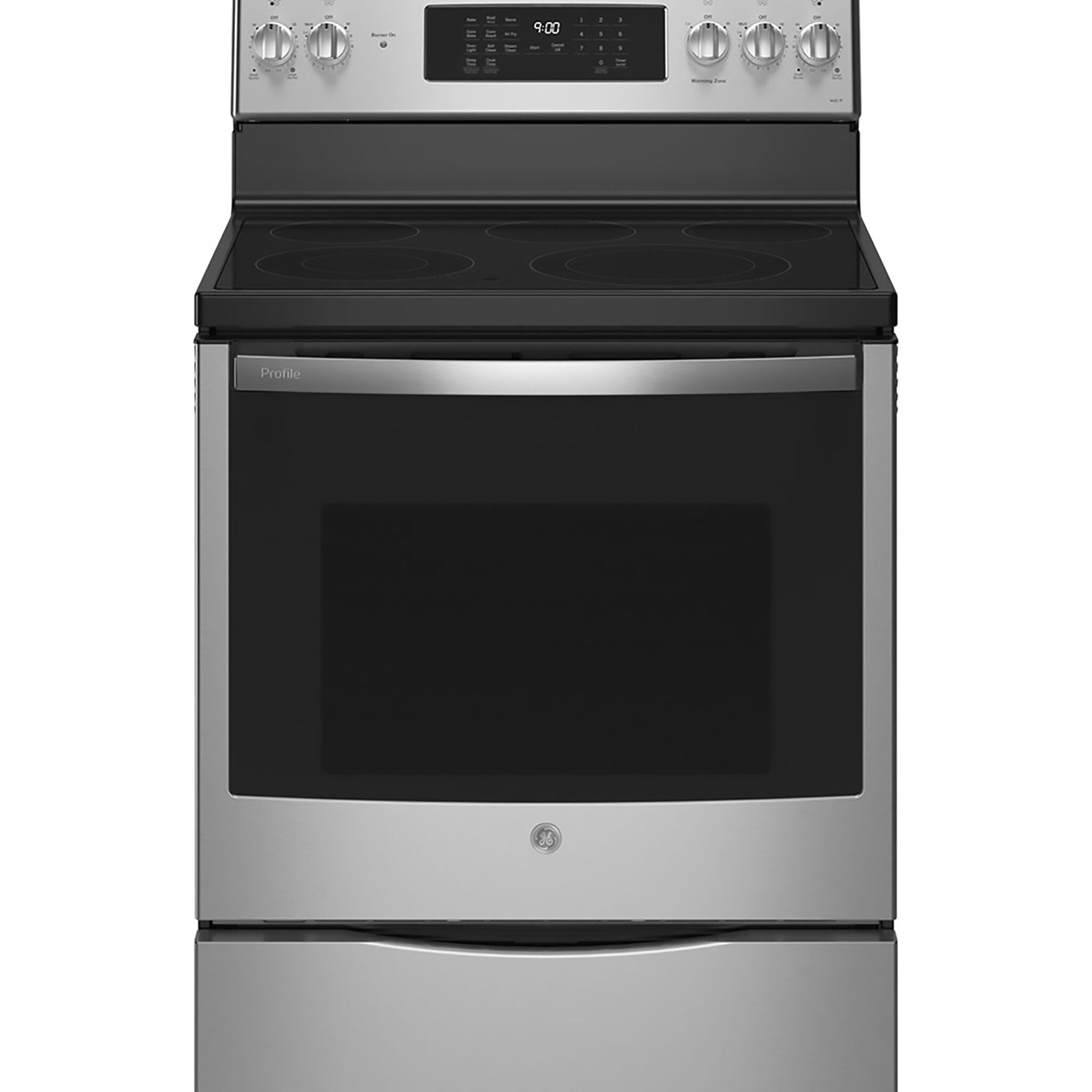 GE Profile Fingerprint Resistant Stainless Steel Freestanding Electric Range with True Convection & No-Preheat Air Fry (6.2 cu.ft.)- PCB900YVFS