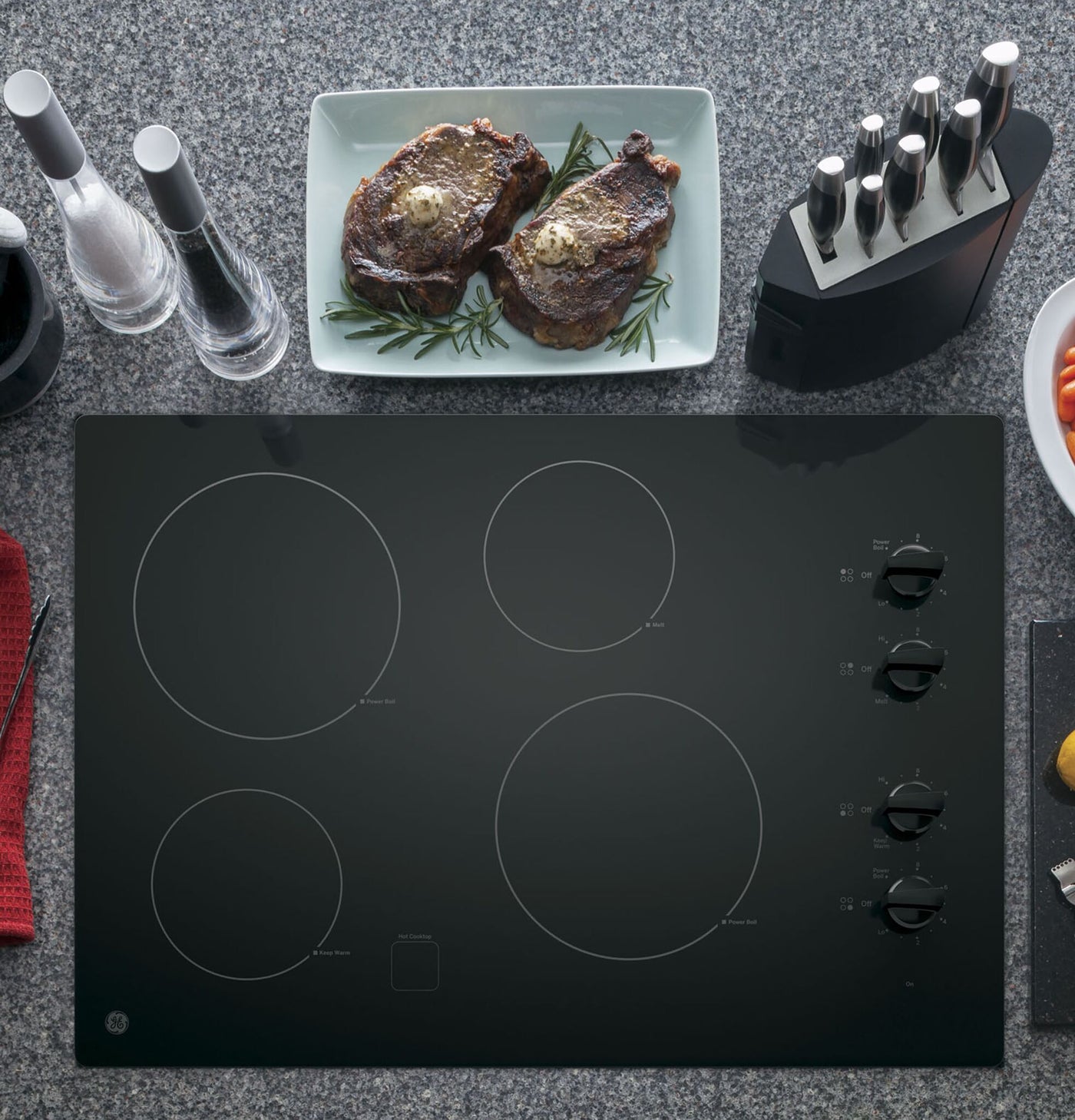 GE Black 30" Knob Control Electric Cooktop- JP3030DWBB