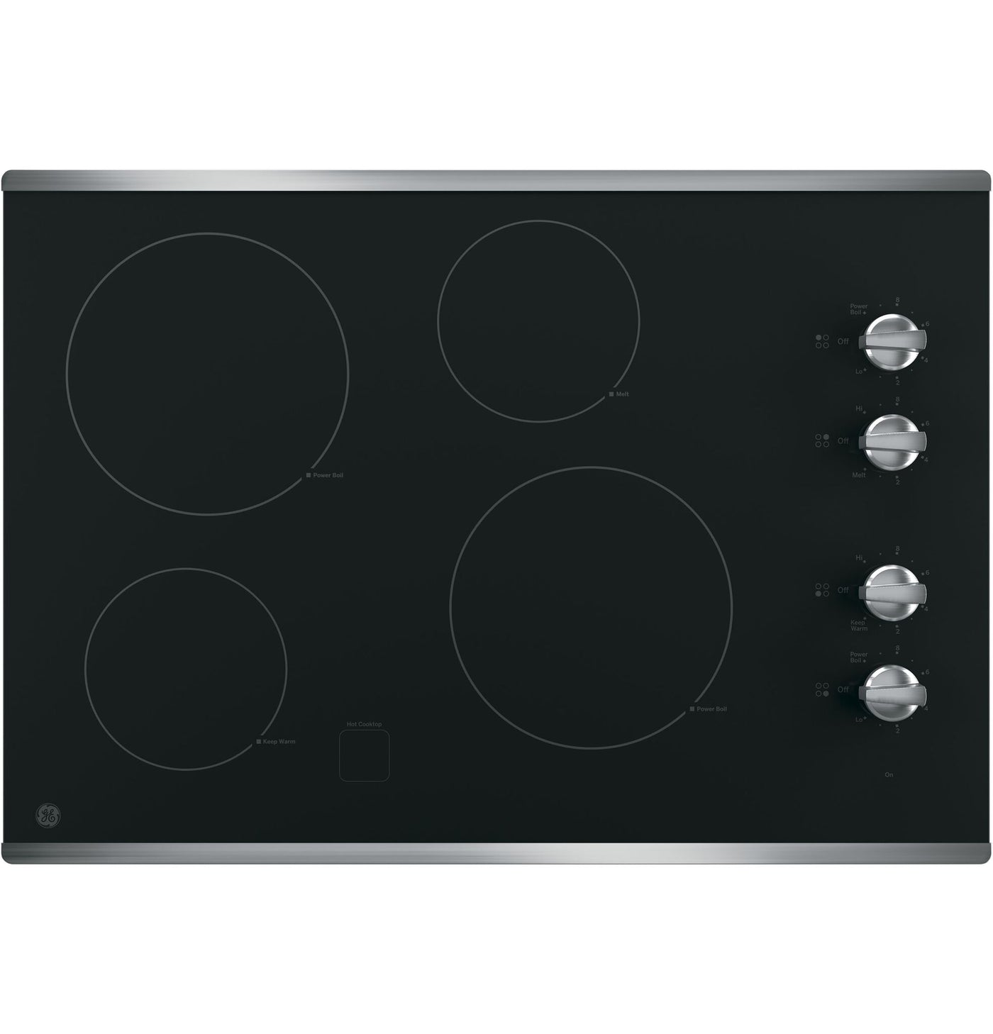GE Black Stainless 30" Built-In Knob Control Electric Cooktop - JP3030SWSS