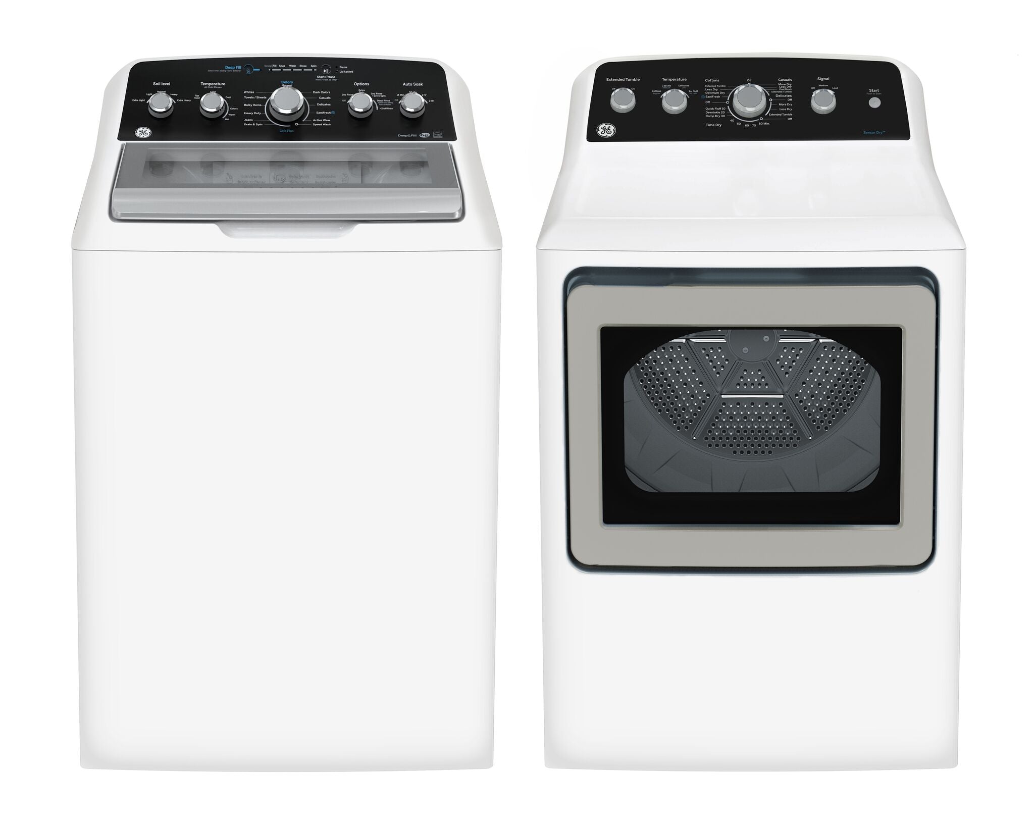 GE White Top Load Washer (4.9 Cu. Ft.) & Electric Dryer with SaniFresh Cycle (7.2 cu.ft.) - GTW491BMRWS/GTD49EBMRWS