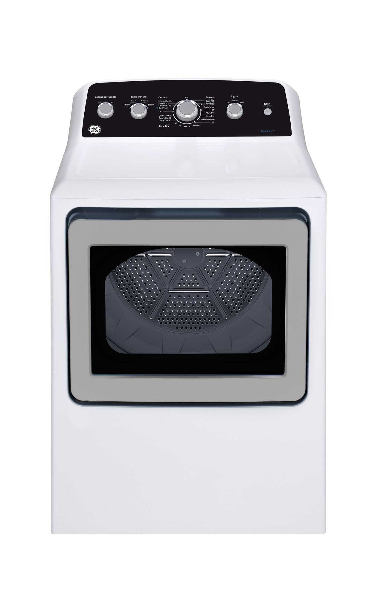 GE White Top Load Washer (4.9 Cu. Ft.) & Gas Dryer with SaniFresh Cycle (7.2 cu.ft.) - GTW491BMRWS/GTD49GBMRWS
