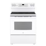 GE White Freestanding Electric Convection Range with No-Preheat Air Fry (5.0 Cu. Ft.) - JCB830DVWW