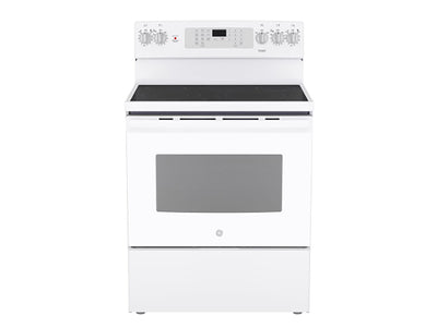 GE Cuisinière électrique 5,0 pi³ autonome à convection avec friture à air sans préchauffage blanc JCB840DVWW