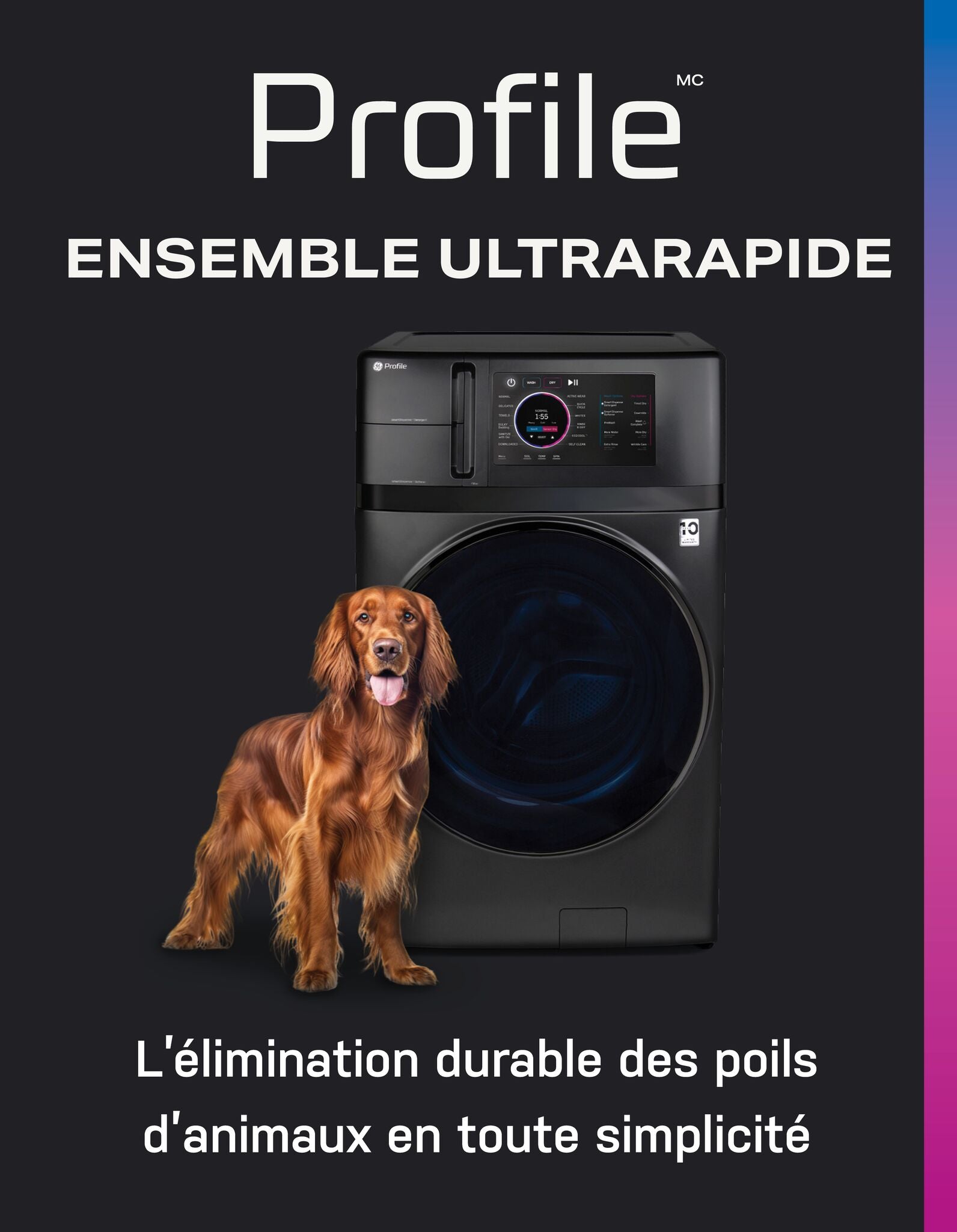 GE Profile Laveuse/sécheuse tout-en-un 5,5 pi³ UltraFastMC, avec pompe à chaleur sans évacuation 28 po graphite charbon PFQ97HSPVDS--