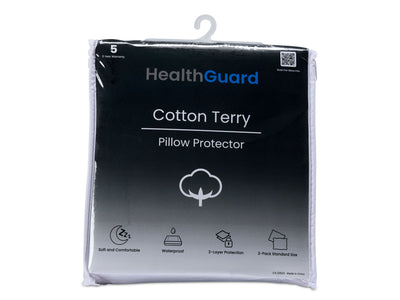 HealthGuardMC Premium Terry Protège-oreiller standard imperméable – paquet de 2