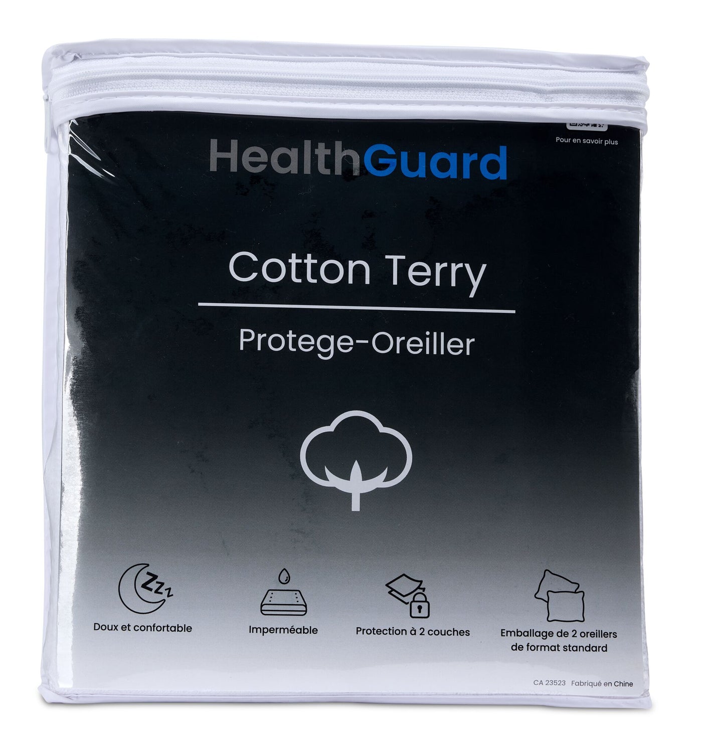 HealthGuard Premium Terry Waterproof Standard Pillow Protector - 2PK