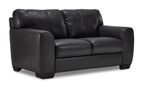 Halden Causeuse en cuir – gris carbone