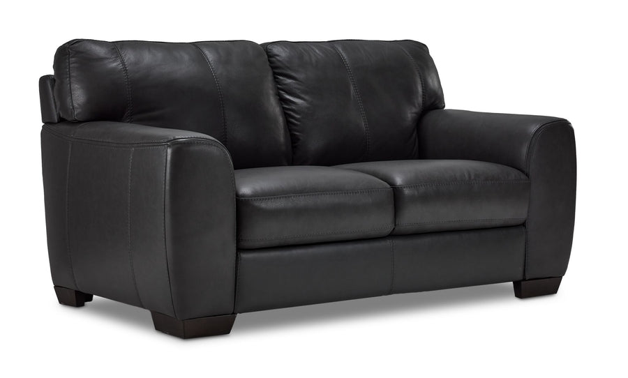 Halden Leather Loveseat - Carbon Grey