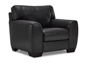 Halden Fauteuil en cuir – gris carbone