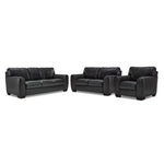 Halden Leather Sofa, Loveseat and Chair Set - Carbon Grey