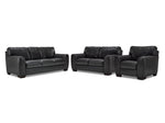 Halden Leather Sofa, Loveseat and Chair Set - Carbon Grey
