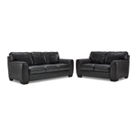 Halden Leather Sofa and Loveseat Set - Carbon Grey