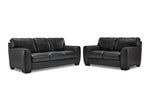 Halden Leather Sofa and Loveseat Set - Carbon Grey