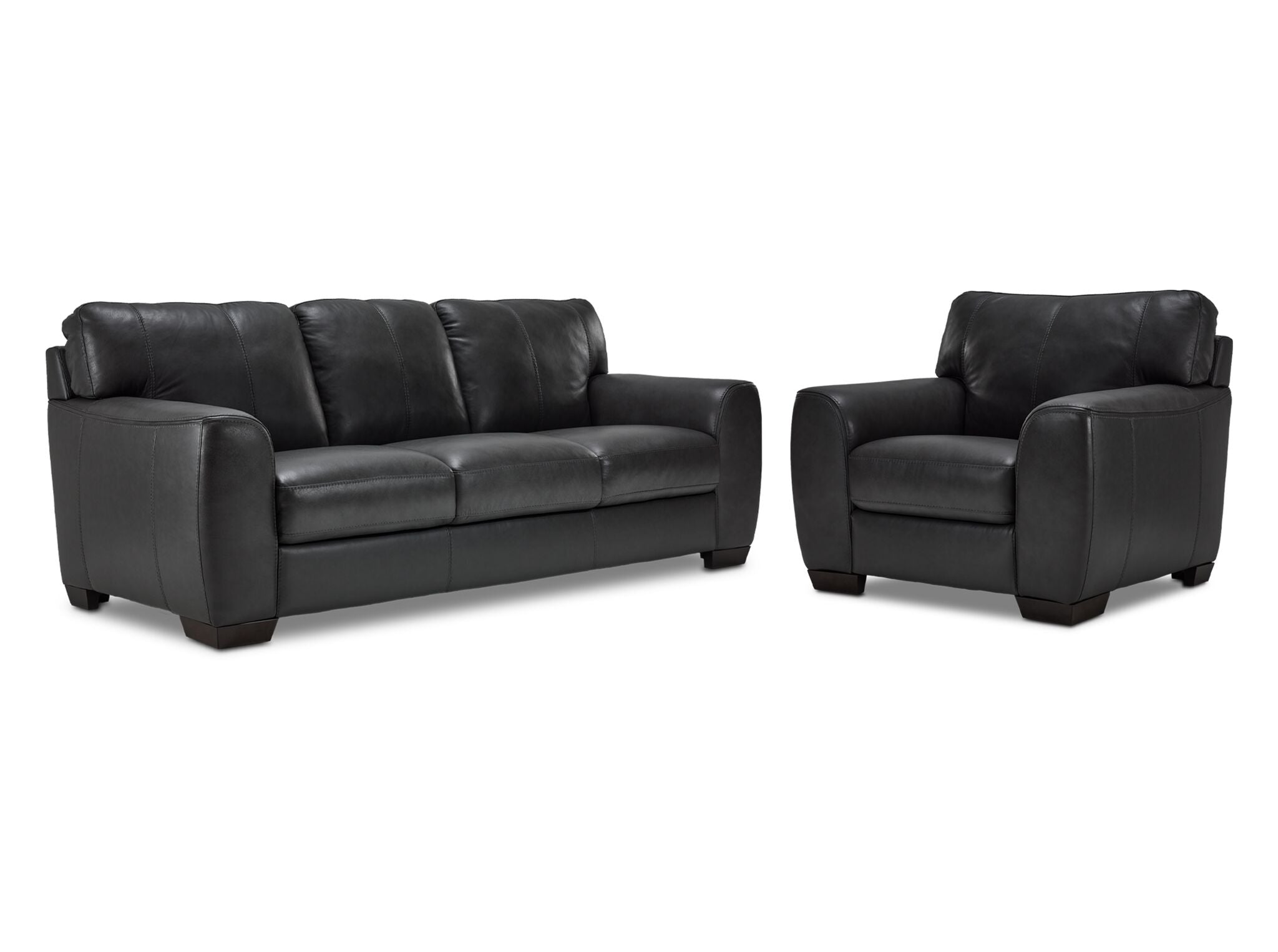 Halden Leather Sofa and Chair Set - Carbon Grey